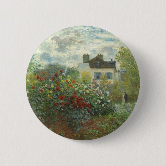 Monet Kunstenaars Tuin in Argenteuil Schilderij Ronde Button 5,7 Cm (Voorkant)