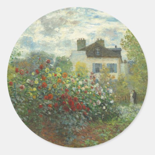 Monet Kunstenaars Tuin in Argenteuil Schilderij Ronde Sticker (Voorkant)
