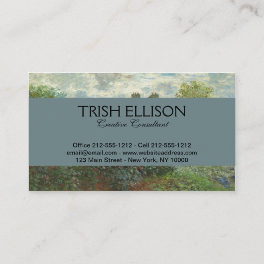 Monet Kunstenaars Tuin in Argenteuil Schilderij Visitekaartje (Achterkant)