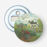 Monet Kunstenaarstuin in Argenteuil Schilderij Button Flesopener<br><div class="desc">Claude Monet - De tuin van de kunstenaar in Argenteuil (Een hoek van de tuin met dahlia's) door Claude Monet,  1873 in de National Gallery of Art. Een prachtig buitenscène door de vader van het impressionisme.</div>