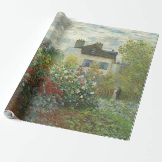 Monet Kunstenaarstuin in Argenteuil Schilderij Cadeaupapier (Uitgerold)