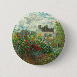 Monet Kunstenaarstuin in Argenteuil Schilderij Ronde Button 5,7 Cm