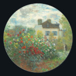 Monet Kunstenaarstuin in Argenteuil Schilderij Ronde Sticker<br><div class="desc">Claude Monet - De tuin van de kunstenaar in Argenteuil (Een hoek van de tuin met Dahlias) door Claude Monet,  1873 in de National Gallery of Art. Een prachtig buitenscène door de vader van het Impressionisme.</div>