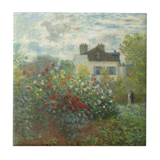 Monet Kunstenaarstuin in Argenteuil Schilderij Tegeltje (Voorkant)