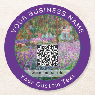 Monet - Kunstentuin in Giverny - QR-code Ronde Kartonnen Onderzetter