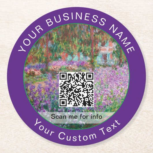 Monet - Kunstentuin in Giverny - QR-code Ronde Kartonnen Onderzetter (Voorkant)