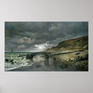 Monet - la Pointe de la Heve bij lage toon Poster