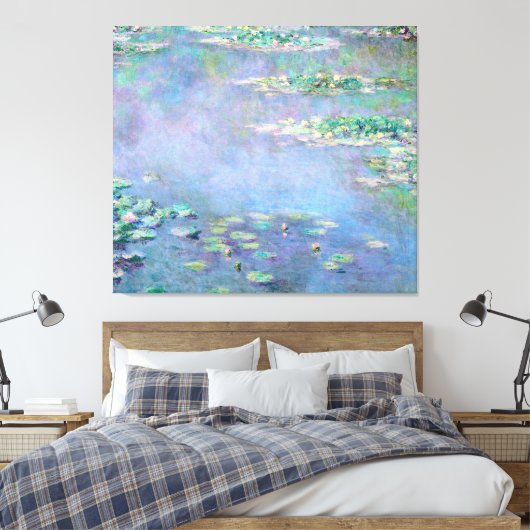 Monet Les Nympheas Water Lilies Fine Art Canvas Afdruk (Insitu (Slaapkamer))