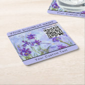 Monet - Lila Irises / Iris Mauves - QR-code Kartonnen Onderzetters (Schuin)