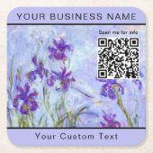 Monet - Lila Irises / Iris Mauves - QR-code Kartonnen Onderzetters (Voorkant)