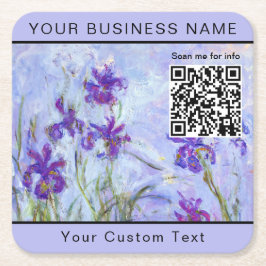 Monet - Lila Irises / Iris Mauves - QR-code Kartonnen Onderzetters