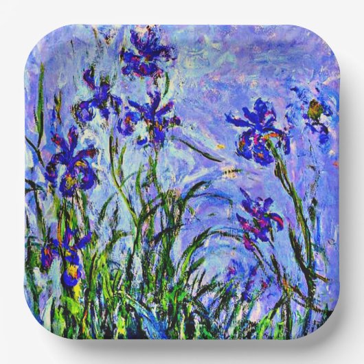 Monet - Lila Irises Papieren Bordje (Voorkant)