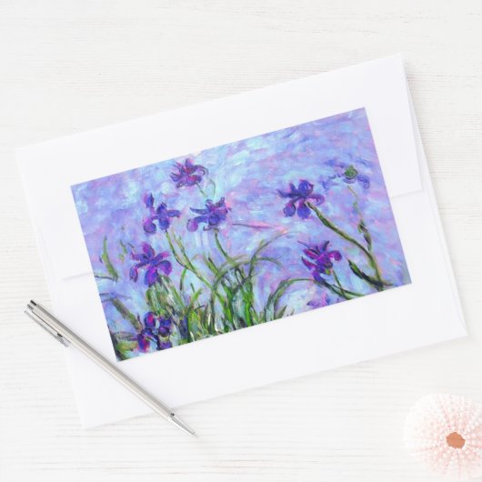 Monet Lila Irises Rechthoekige Sticker (Envelop)