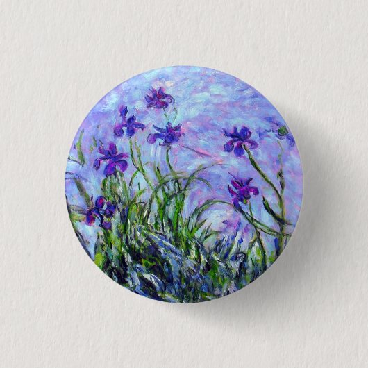 Monet Lila Irises Ronde Button 3,2 Cm (Voorkant)
