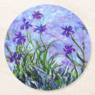 Monet Lila Irises Ronde Kartonnen Onderzetter