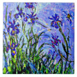 Monet - Lila Irises, Tegeltje<br><div class="desc">Claude Monet beeldende kunst,  Lila Irissen.</div>