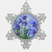 Monet - Lila Irises, Tin Sneeuwvlok Ornament (Voorkant)