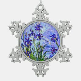 Monet - Lila Irises, Tin Sneeuwvlok Ornament