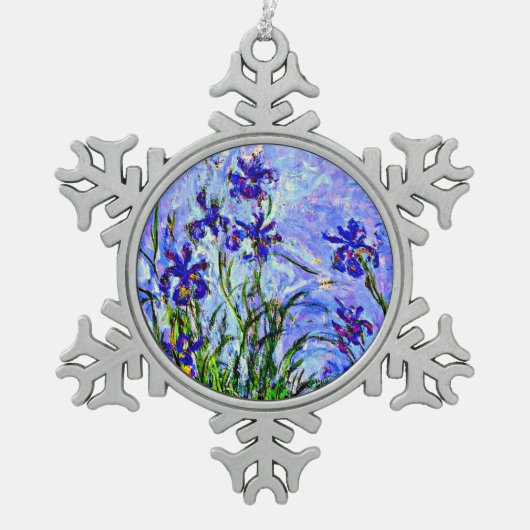 Monet - Lila Irises, Tin Sneeuwvlok Ornament (Voorkant)