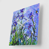 Monet - Lila Irises Vierkante Klok (Hoek)