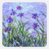 Monet Lila Irises Vierkante Sticker (Voorkant)