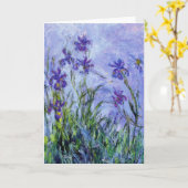 Monet Lila Irises Wenskaart Kaart (Gele Bloem)