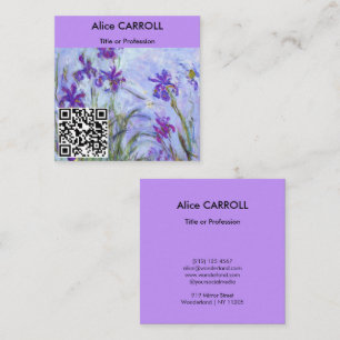 Monet - Lilac Irises / Paarse Irissen - QR Code Vierkante Visitekaartje