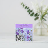 Monet - Lilac Irises / Paarse Irissen - QR Code Vierkante Visitekaartje (Staand voorkant)