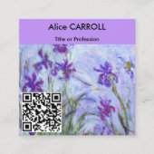Monet - Lilac Irises / Paarse Irissen - QR Code Vierkante Visitekaartje (Voorkant)