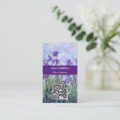 Monet - Lilac Irises / Paarse Irissen - QR Code Visitekaartje (Staand voorkant)