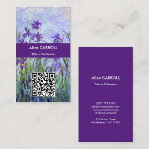 Monet - Lilac Irises / Paarse Irissen - QR Code Visitekaartje