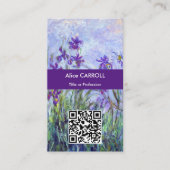 Monet - Lilac Irises / Paarse Irissen - QR Code Visitekaartje (Voorkant)
