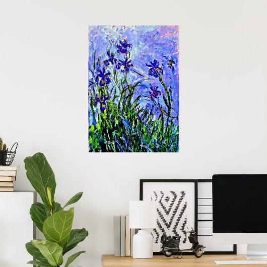 Monet - Lilacs en Irises Poster (Thuiskantoor)