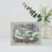 ** Monet Lily Pads Pond Old Gold Handwriting AR23 Briefkaart (Staand voorkant)