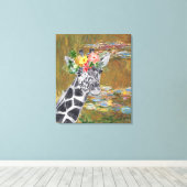 Monet Lily Pond en Giraffe Compilation Canvas Afdruk (Insitu (Houten vloer))