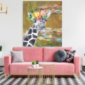 Monet Lily Pond en Giraffe Compilation Canvas Afdruk (Insitu (Woonkamer))