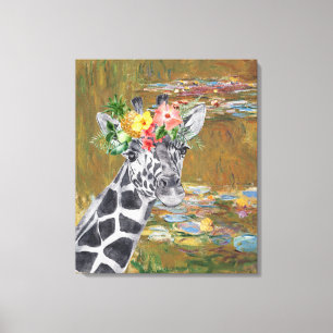 Monet Lily Pond en Giraffe Compilation Canvas Afdruk