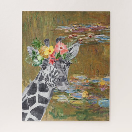 Monet Lily Pond en Giraffe Compilation Legpuzzel (Verticaal)