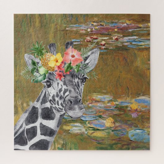 Monet Lily Pond en Giraffe Compilation Legpuzzel (Verticaal)