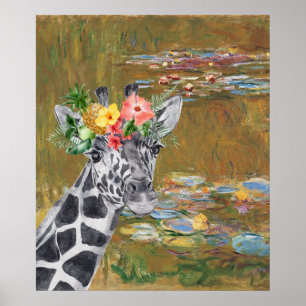 Monet Lily Pond en Giraffe Compilation Poster