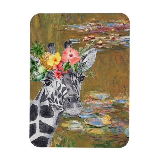 Monet Lily Pond en Giraffe Magneet (Verticaal)