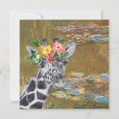 Monet Lily Pond en Giraffe Wenskaart (Voorkant)