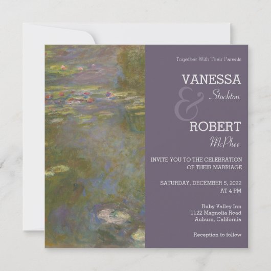 Monet Lily Pond Wedding Invitation Kaart (Voorkant)
