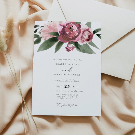 Monet - Mauve Blush Floral Garden Wedding Kaart