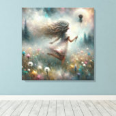 Monet meisje met paardenbloem canvas afdruk (Insitu (Houten vloer))