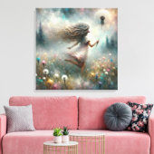 Monet meisje met paardenbloem canvas afdruk (Insitu (Woonkamer))