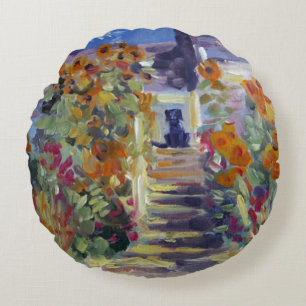 Monet met Lab Pillow Rond Kussen