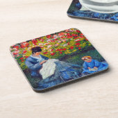 Monet moeder en kind in de tuin bier onderzetter (Linkerzijde)
