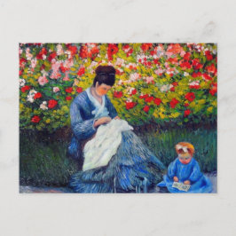 Monet moeder en kind in de tuin briefkaart