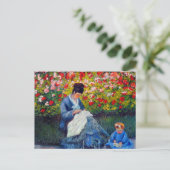 Monet moeder en kind in de tuin briefkaart (Staand voorkant)